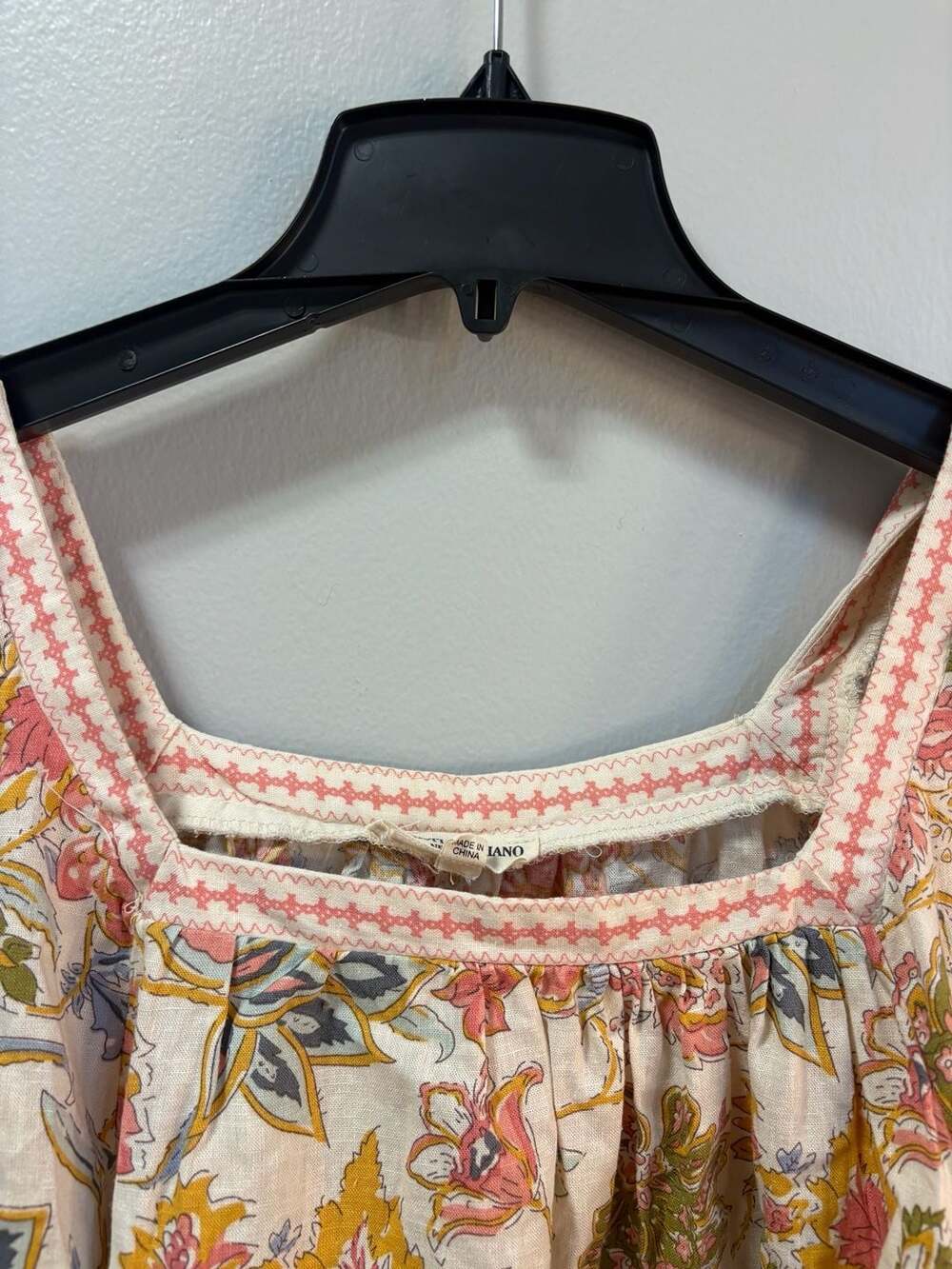 Christian Siriano New York Cropped Blouse Size Small Linen Floral Peasant Boho J - Picture 3 of 7